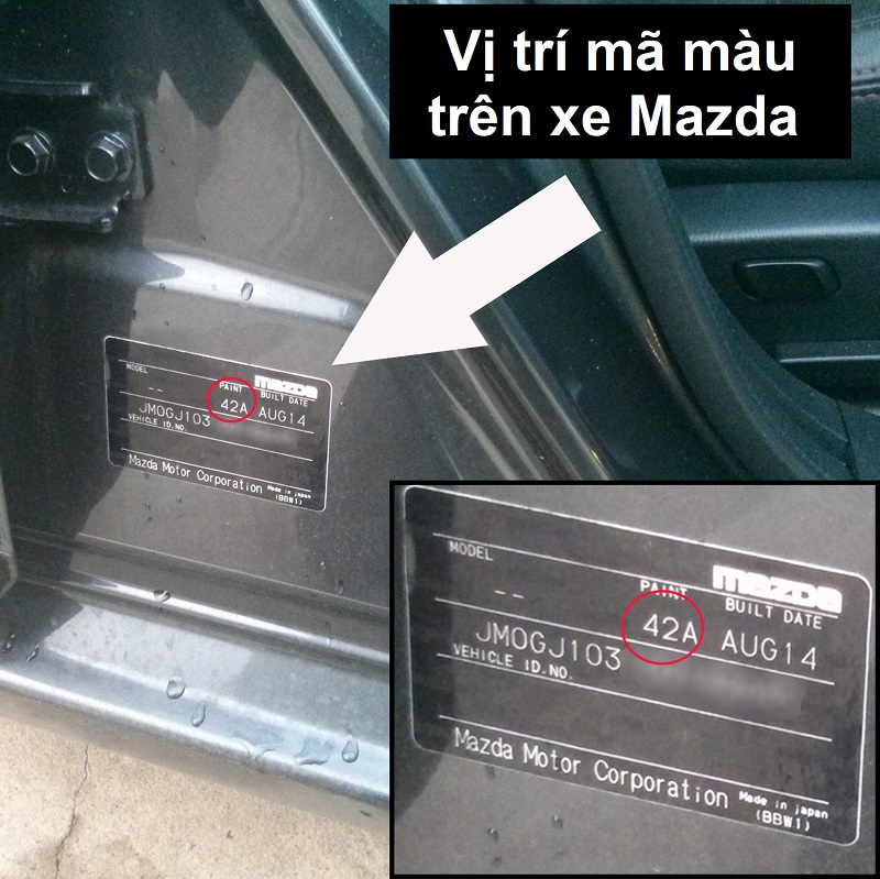 Pha Chỉnh Màu Sơn Ô Tô Và Các Kĩ Thuật Cần Biết Vị trí màu sơn của Mazda